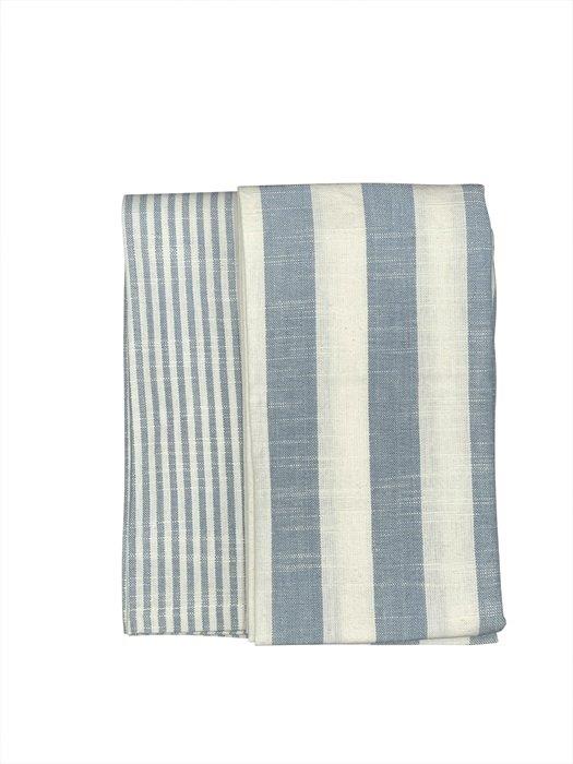 Geschirrhandtücher: Geschirrhandtuch 2 Stück, Baumwolle, Blaue Streifen, 45x65cm